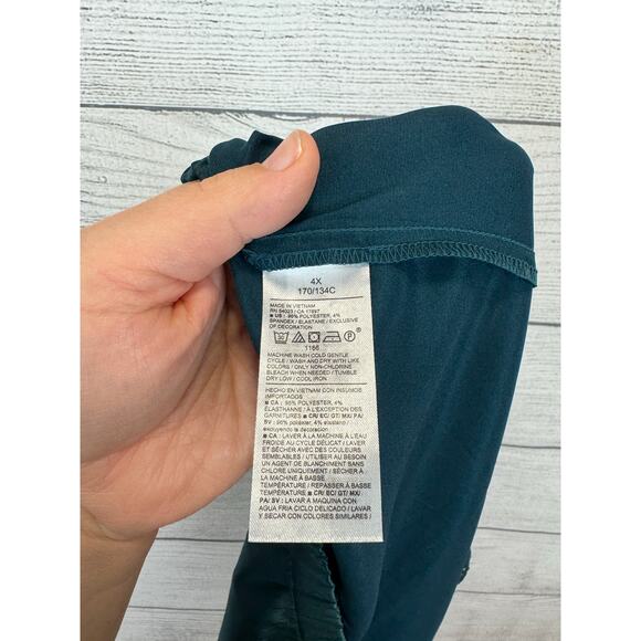 Old Navy Plus Size Teal Lace Trim Satin Matching Pajama Set Size 4X - Picture 6 of 13